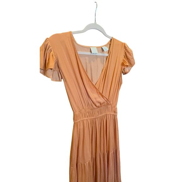 Joie Copper Rose Tiered Maxi Dress Flutter Sleeves Women’s Size Medium NWT - Picture 2 of 12